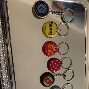 Beer bottle cap keychains